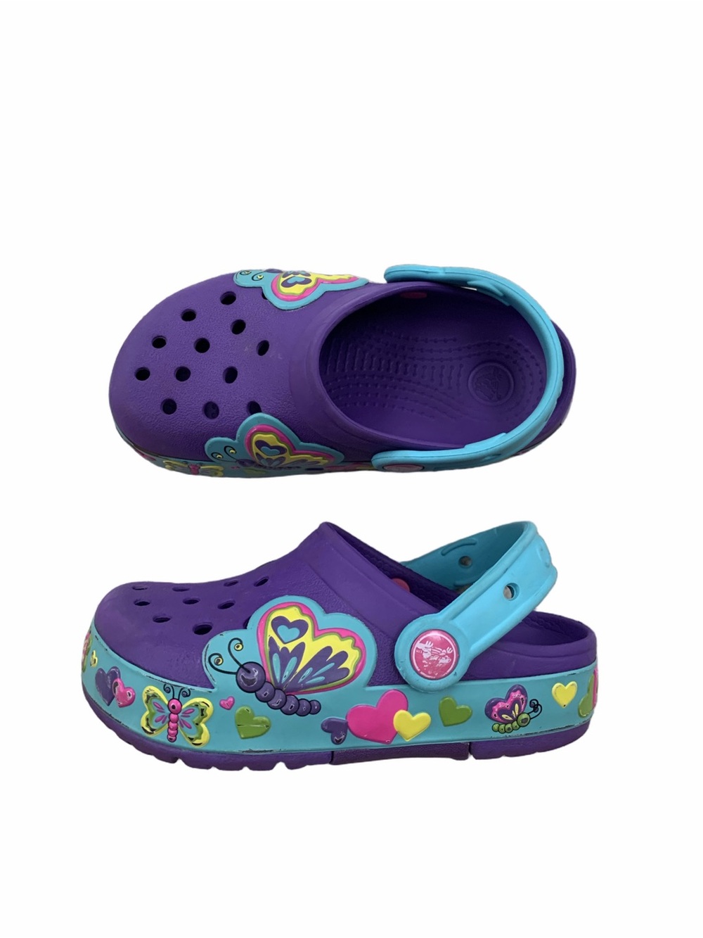 Crocs Toddler Size 11 Purple Butterfly Clog Sandals